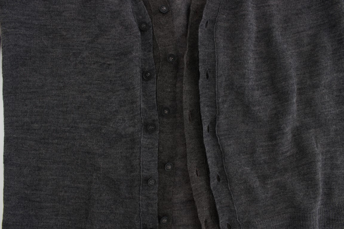 Costume National Elegant Gray Wool Blend Cardigan Sweater