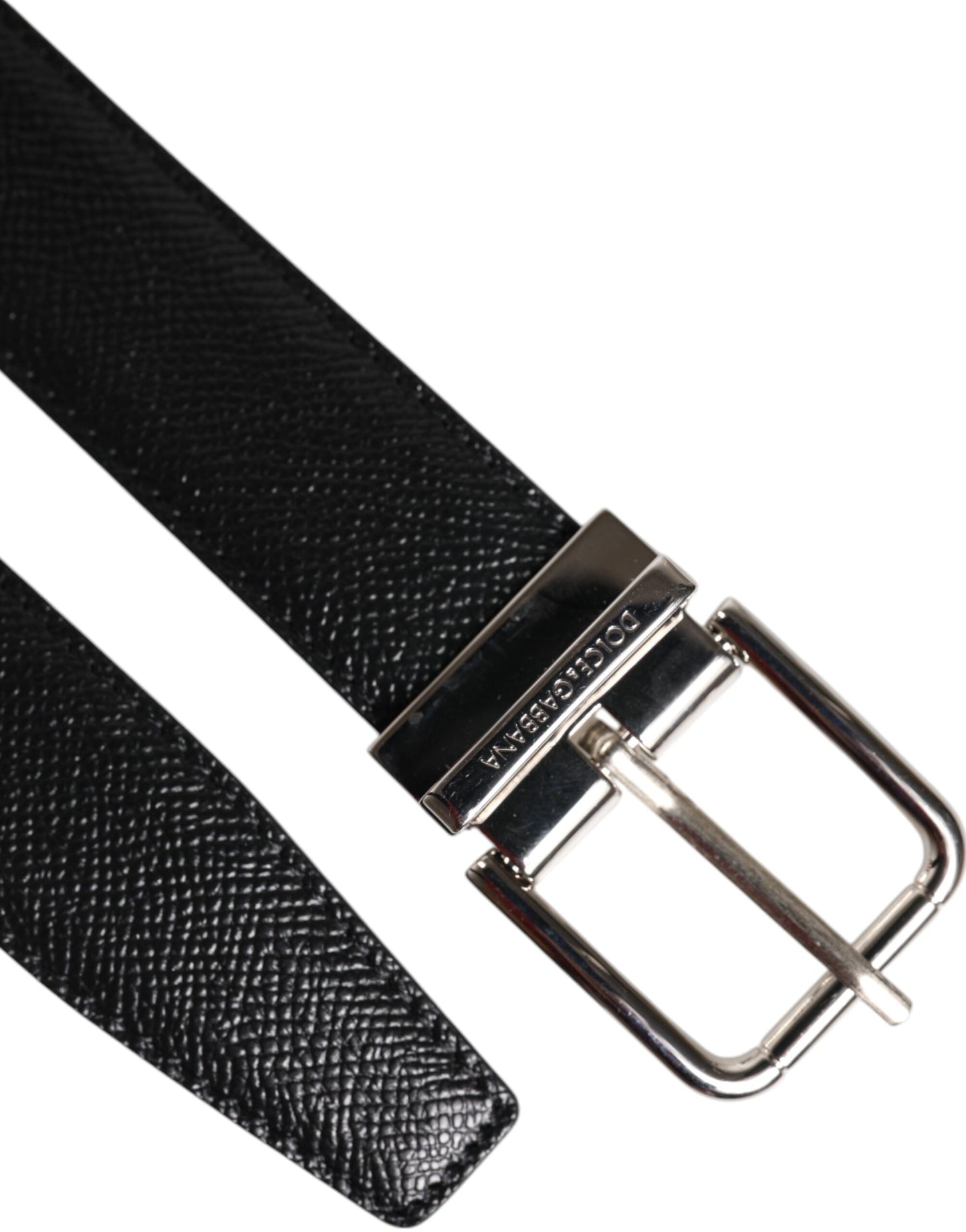 Dolce & Gabbana Black Leather Metal Buckle Classic Belt