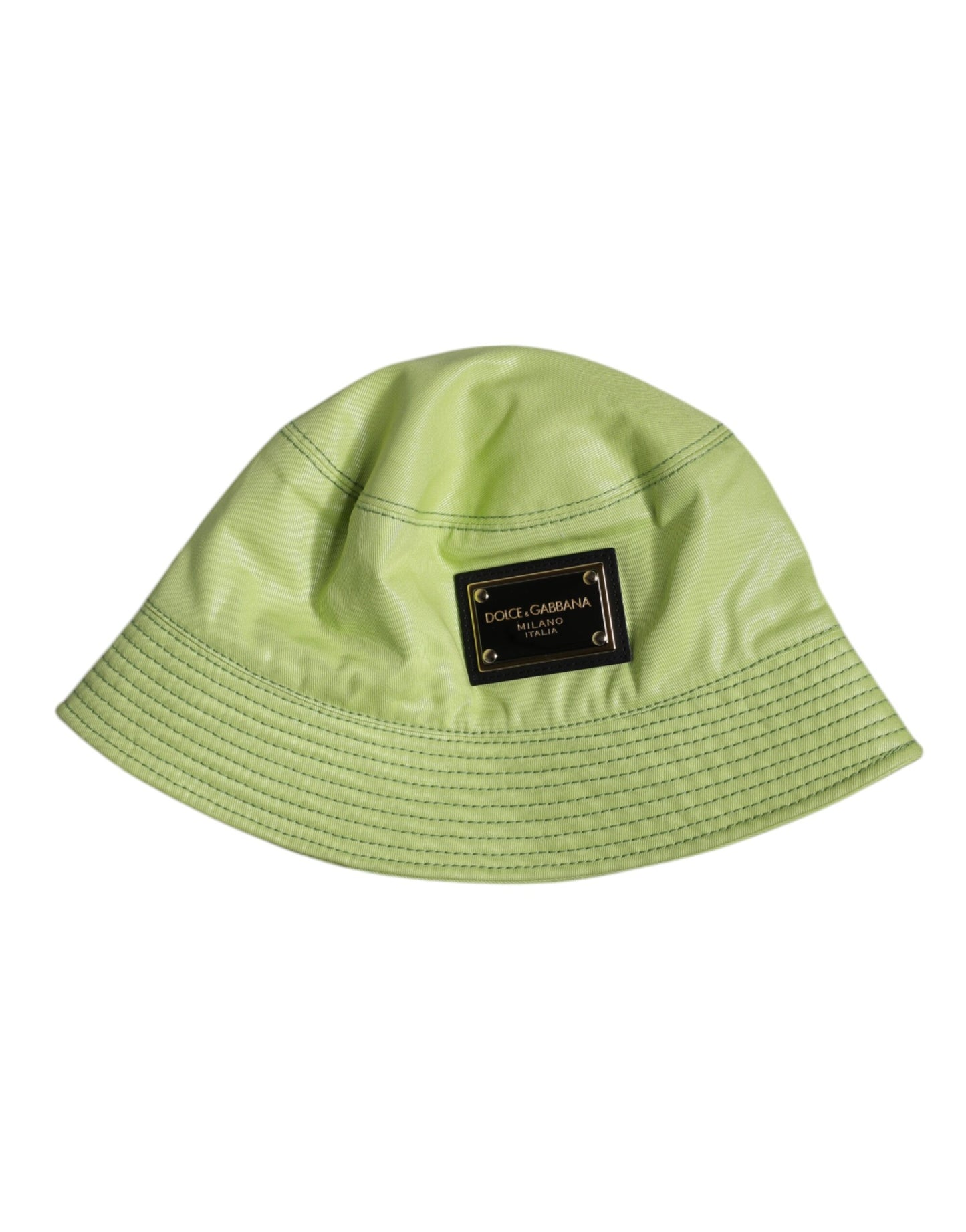 Dolce & Gabbana Green DG Plaque Wide Brim Bucket Hat