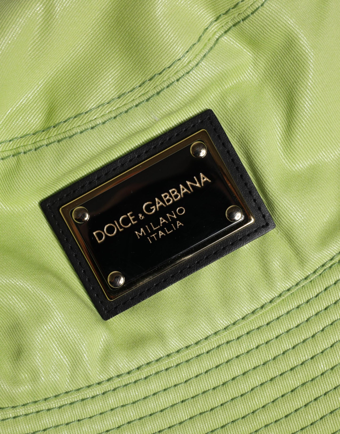Dolce & Gabbana Green DG Plaque Wide Brim Bucket Hat