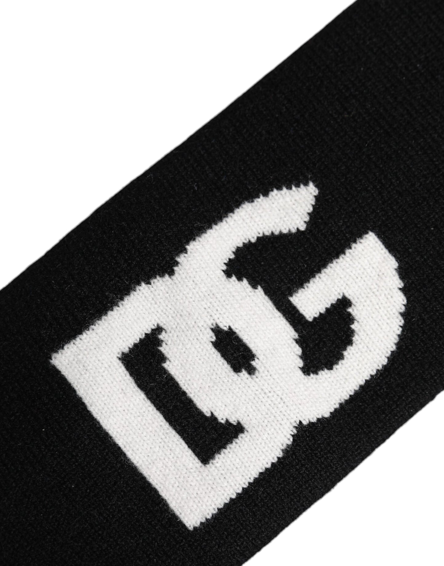 Dolce & Gabbana Black White DG Cashmere Knitted Headband Hat