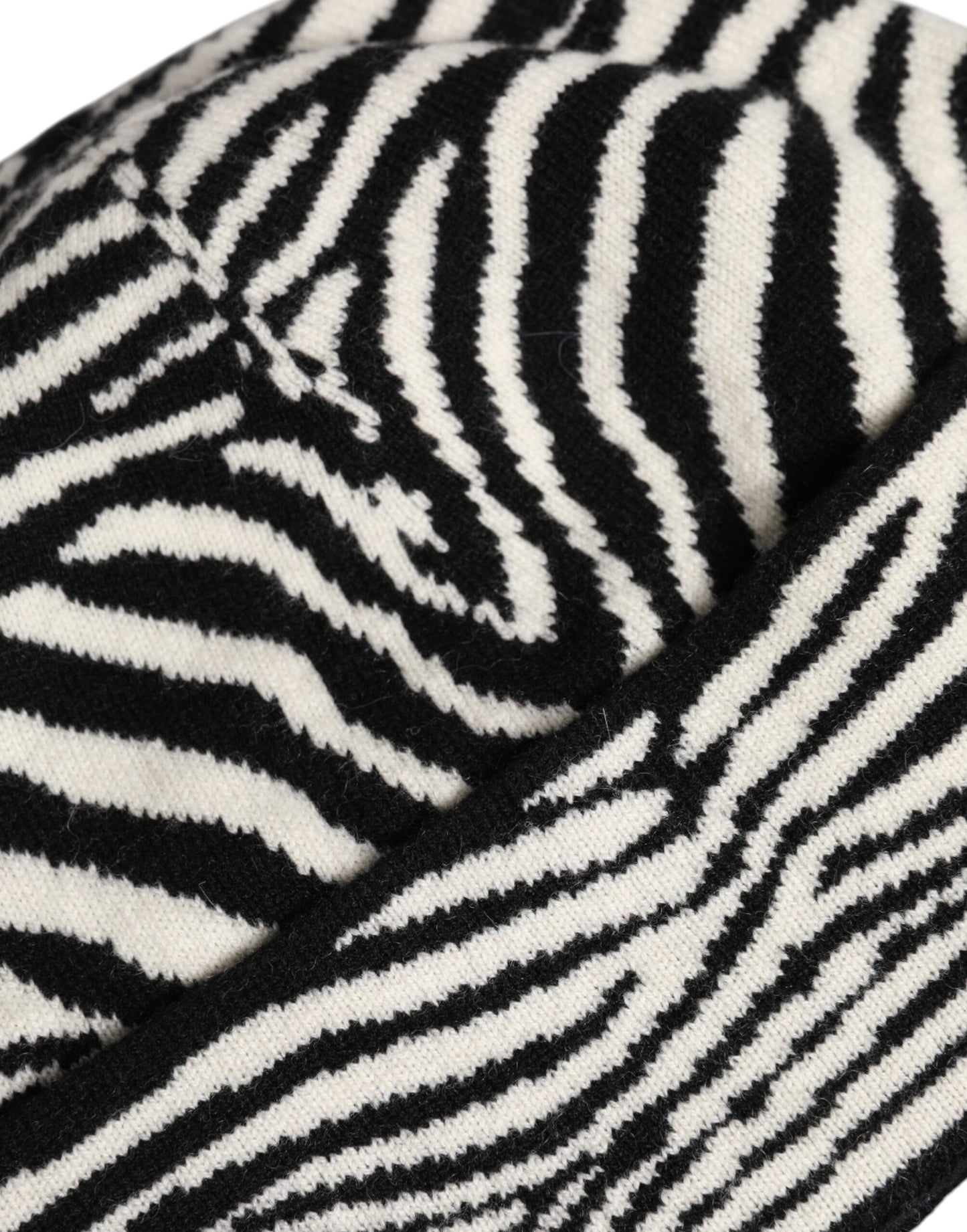 Dolce & Gabbana Black White Zebra Knitted Winter Beanie Hat