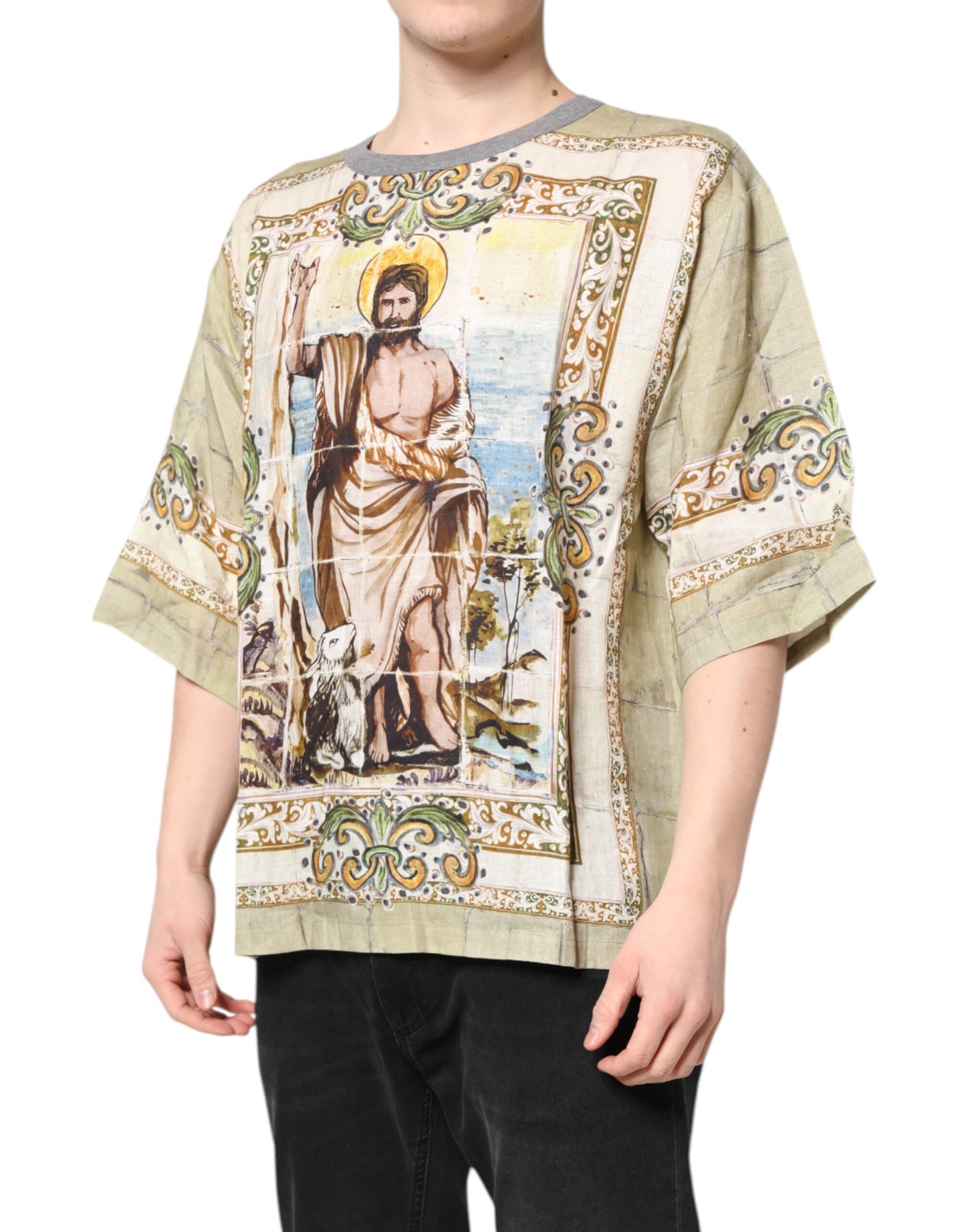 Dolce & Gabbana Religious Print Men Short Sleeves T-shirt