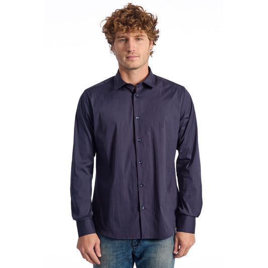 Baldinini Trend Blue Cotton Men Shirt