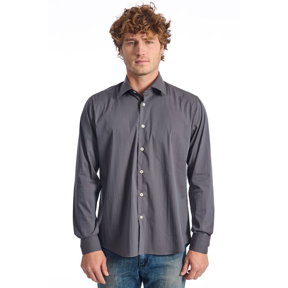 Baldinini Trend Gray Cotton Mens Shirt