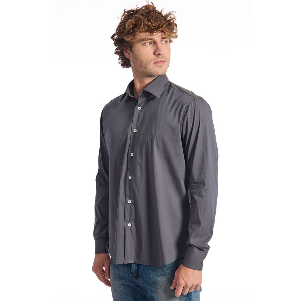 Baldinini Trend Gray Cotton Mens Shirt