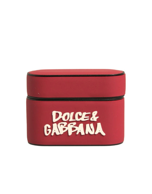 Dolce & Gabbana Red Embossed Logo Plaque Holder Airpods Case