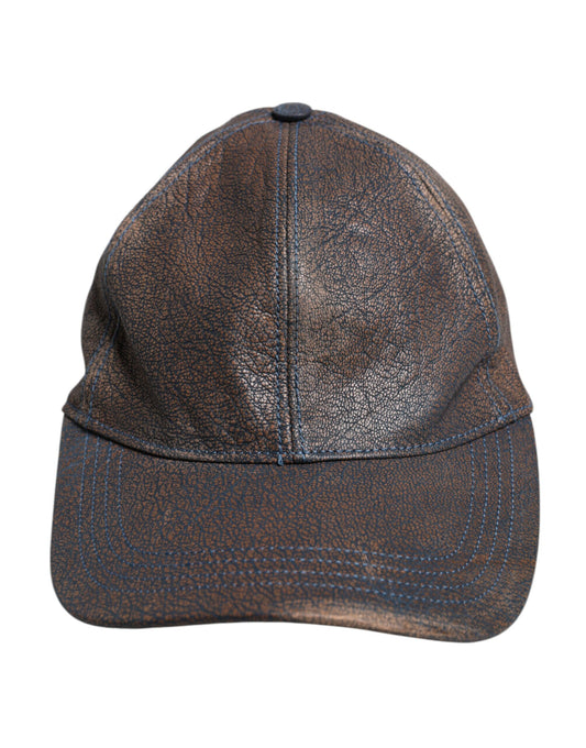 Dolce & Gabbana Brown Goatskin Leather Baseball Cap
