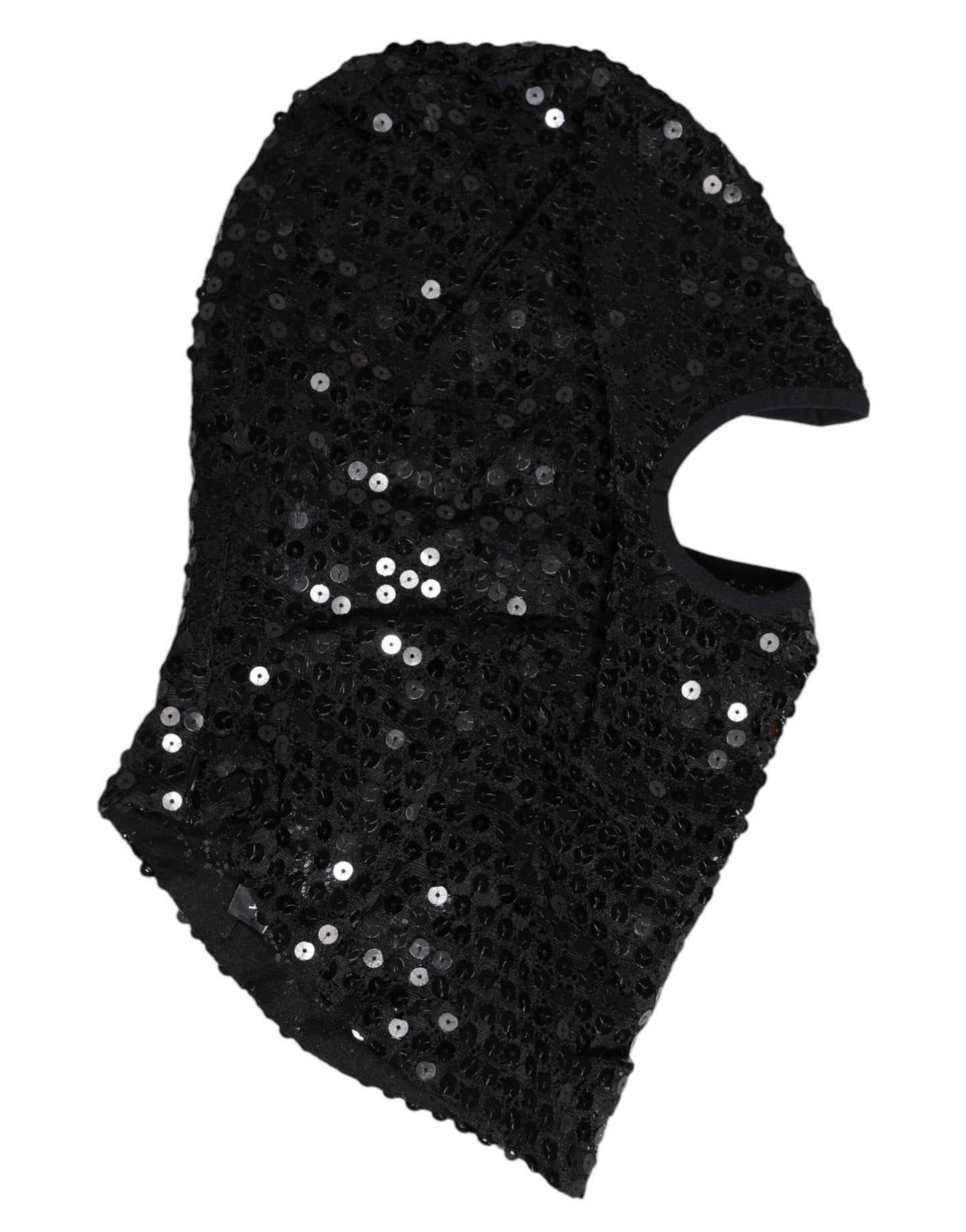 Dolce & Gabbana Black Sequined Nylon Ski Mask Balaclava Hat