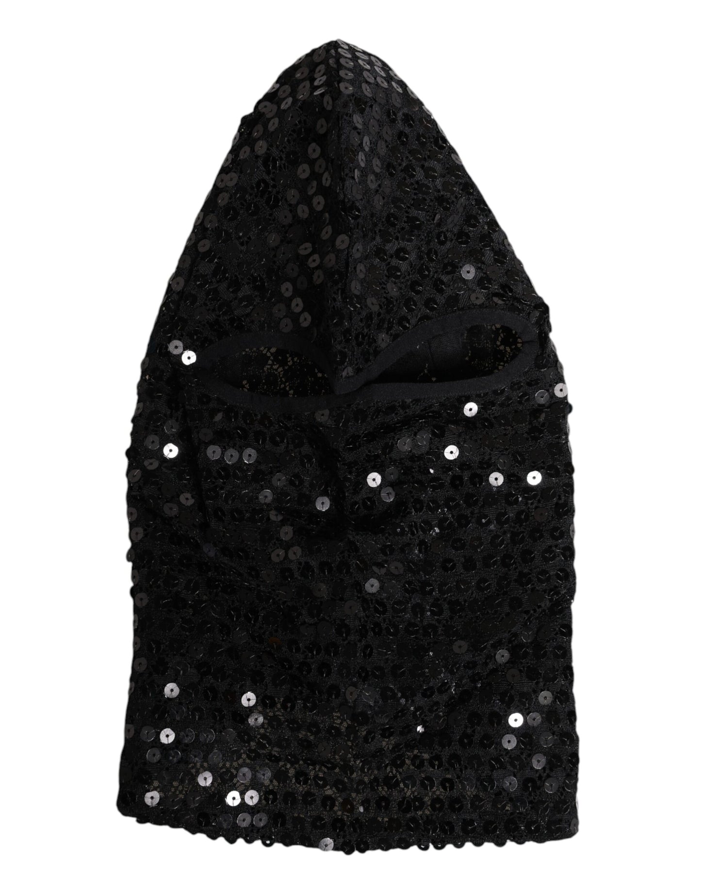 Dolce & Gabbana Black Sequined Nylon Ski Mask Balaclava Hat