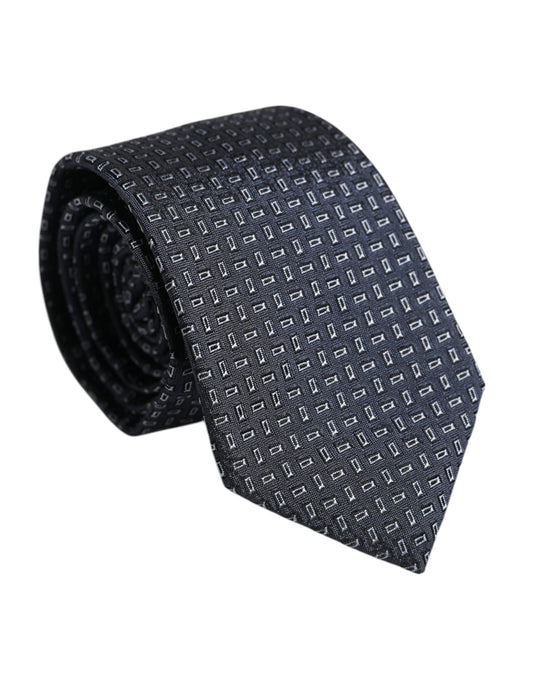 Dolce & Gabbana Dark Blue Patterned Silk Adjustable Tie