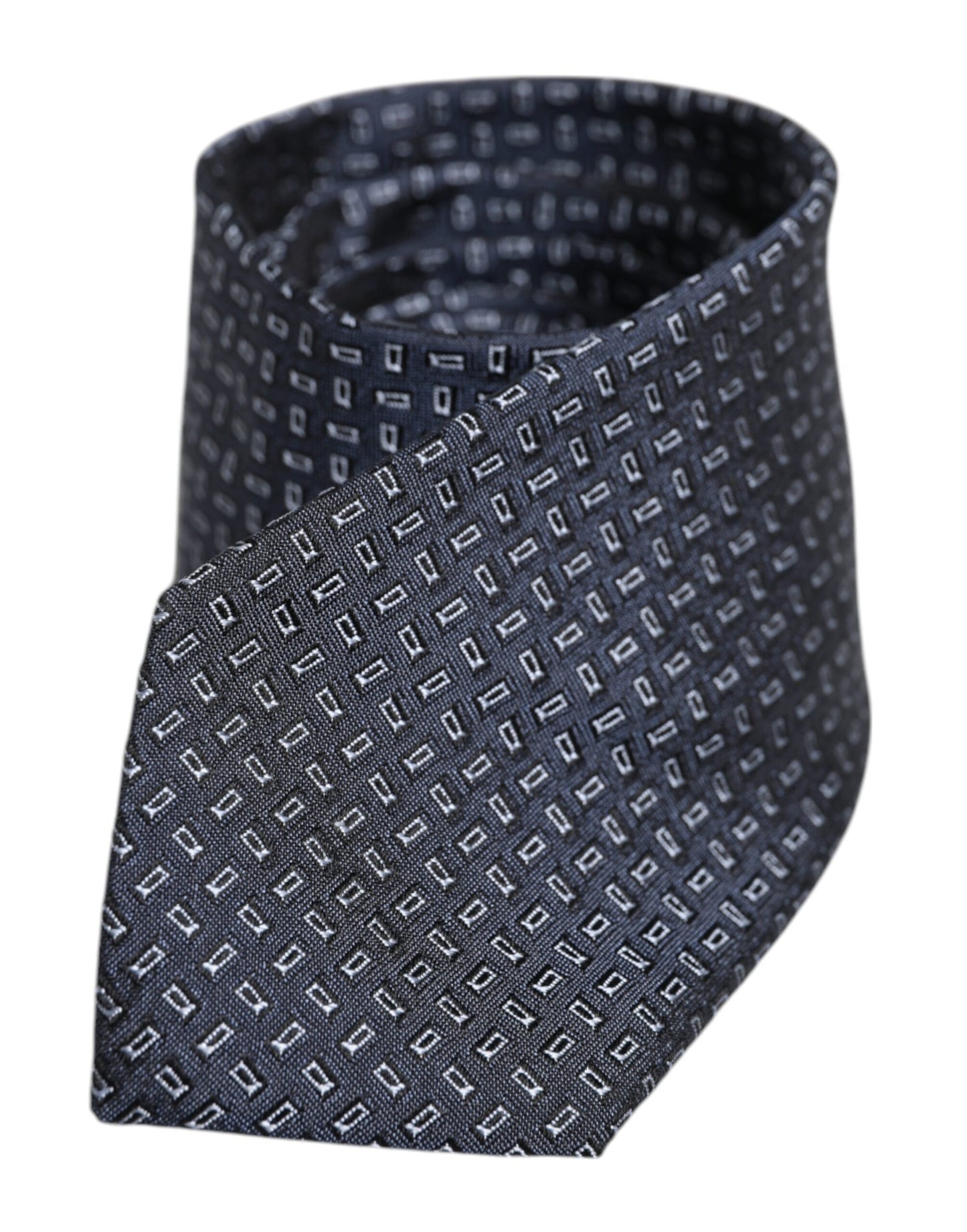 Dolce & Gabbana Dark Blue Patterned Silk Adjustable Tie