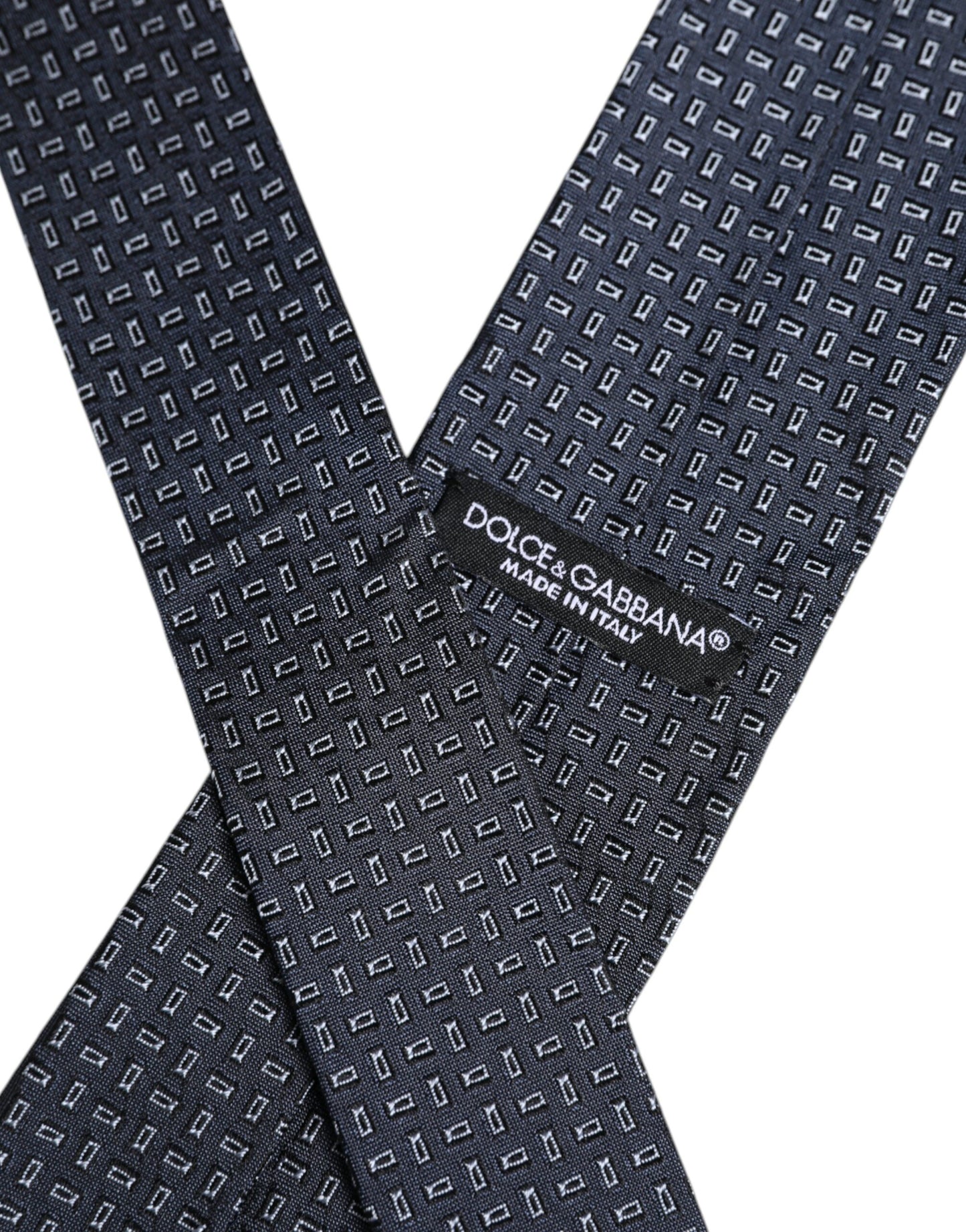 Dolce & Gabbana Dark Blue Patterned Silk Adjustable Tie