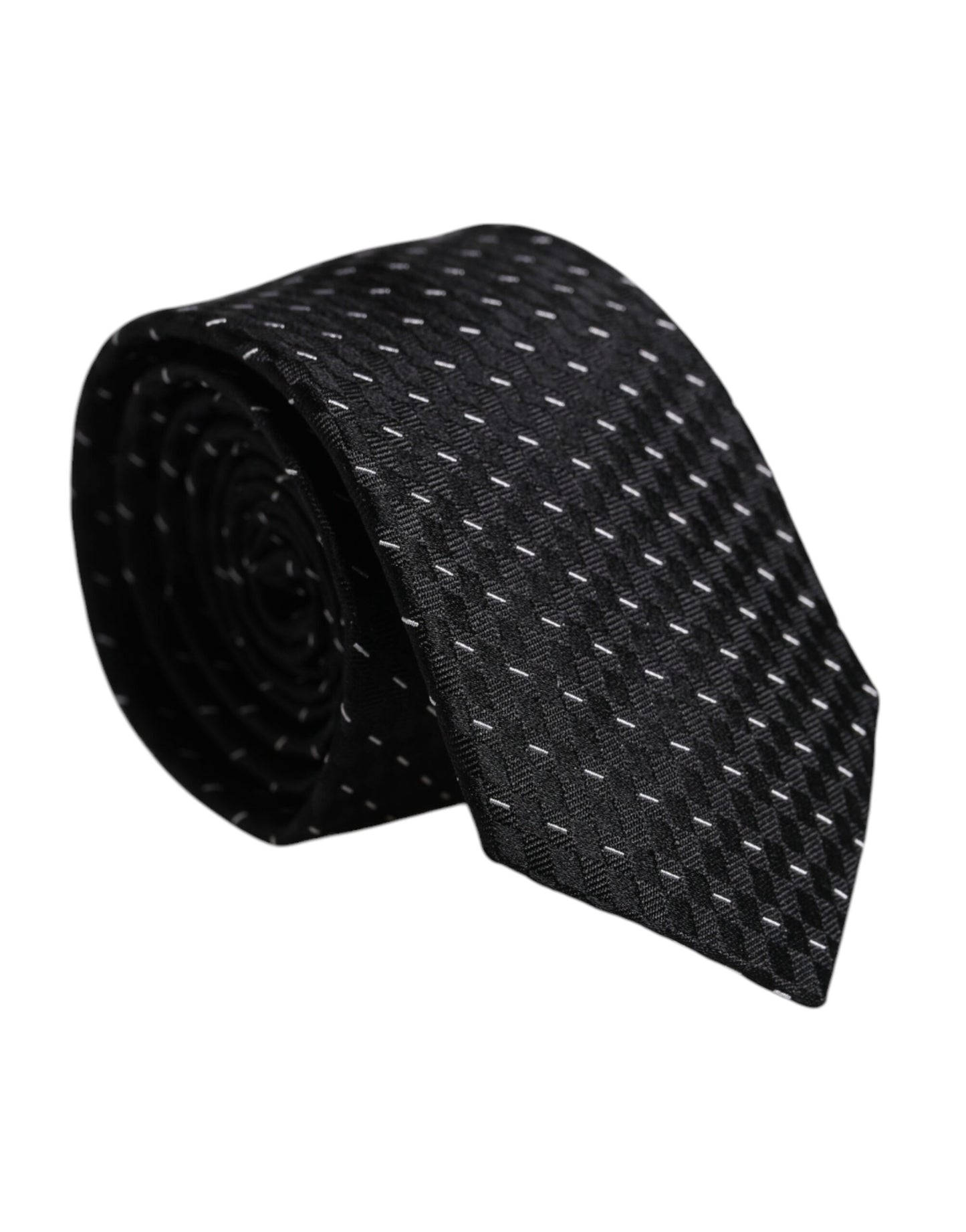 Dolce & Gabbana Black Patterned Silk Adjustable Necktie Tie