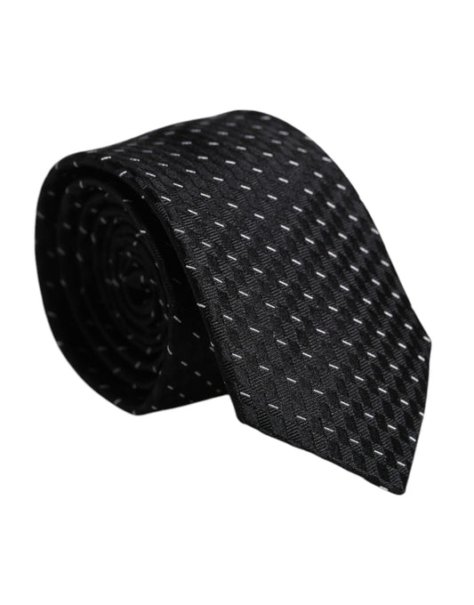 Dolce & Gabbana Black Patterned Silk Adjustable Necktie Tie