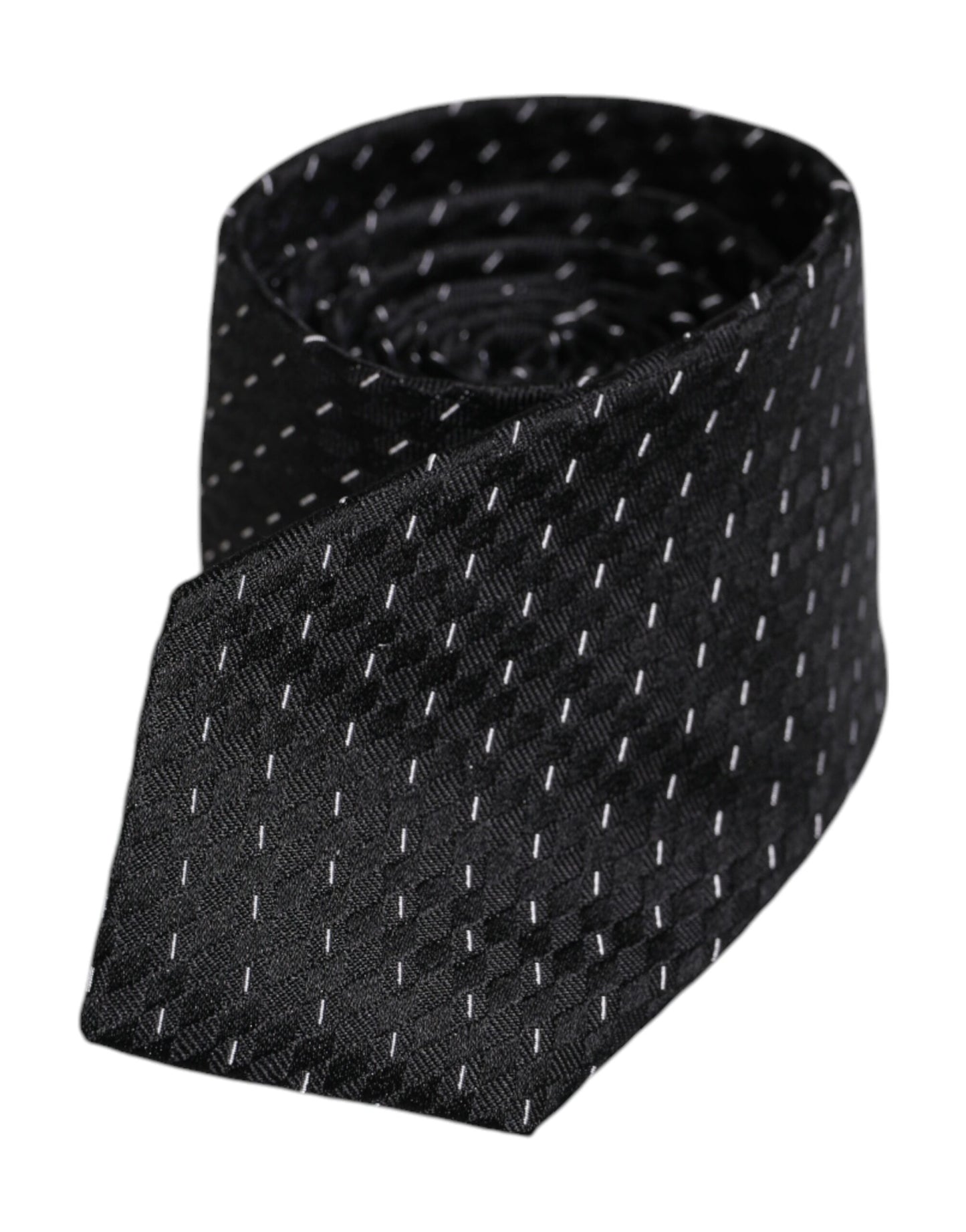 Dolce & Gabbana Black Patterned Silk Adjustable Necktie Tie