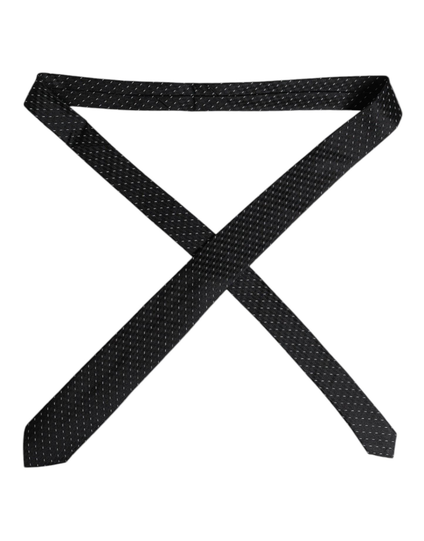 Dolce & Gabbana Black Patterned Silk Adjustable Necktie Tie