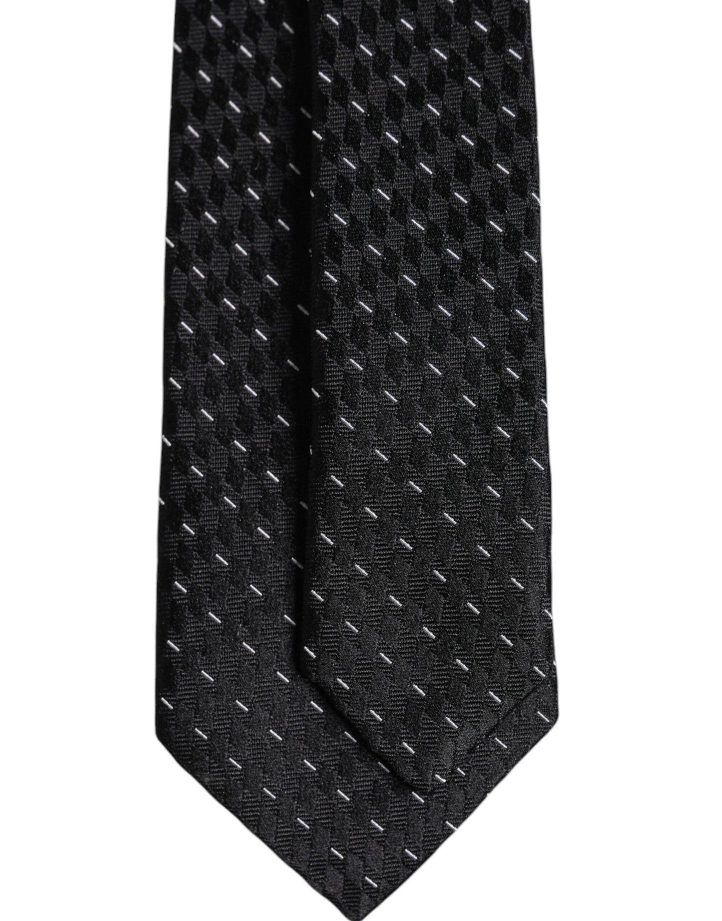 Dolce & Gabbana Black Patterned Silk Adjustable Necktie Tie
