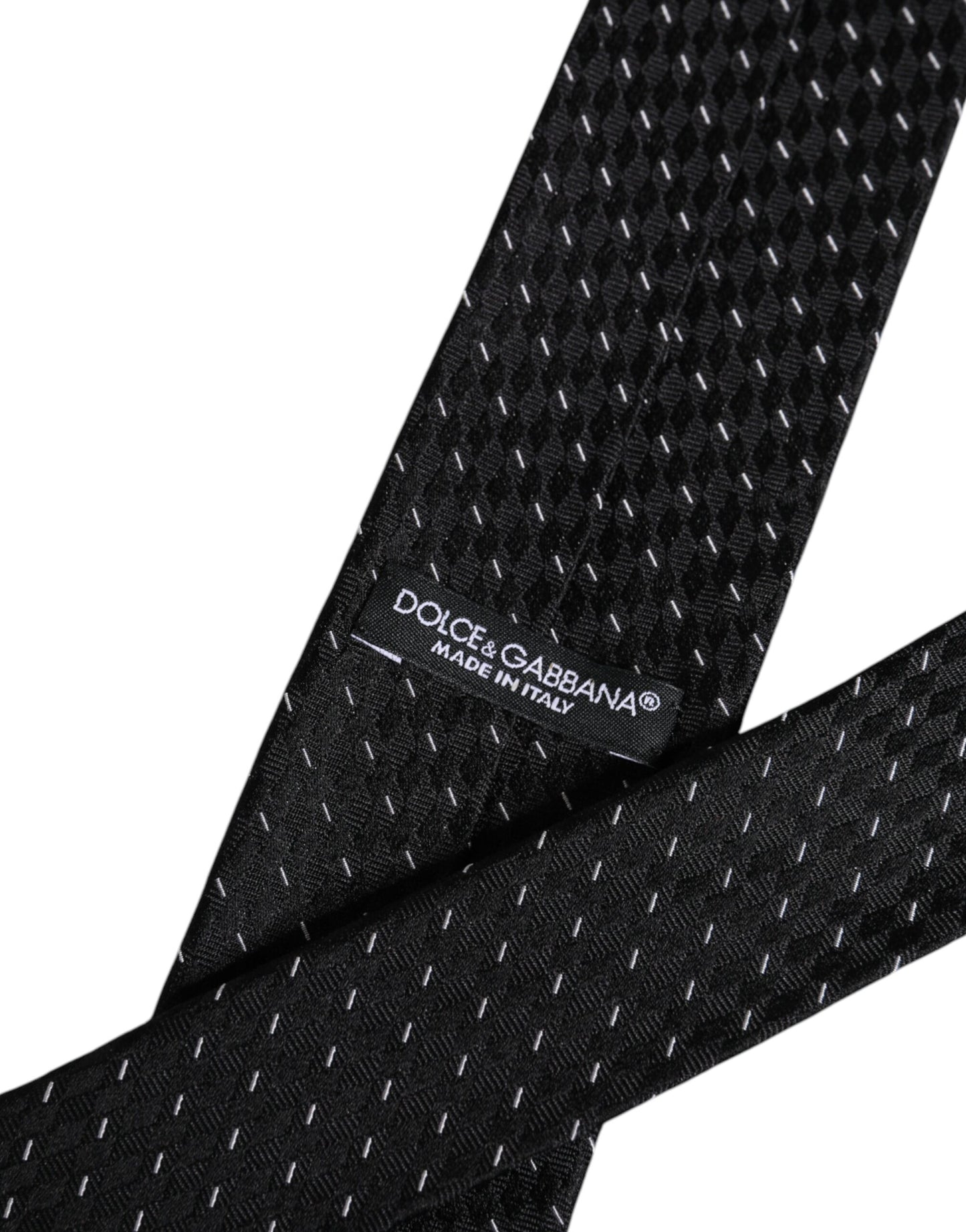 Dolce & Gabbana Black Patterned Silk Adjustable Necktie Tie