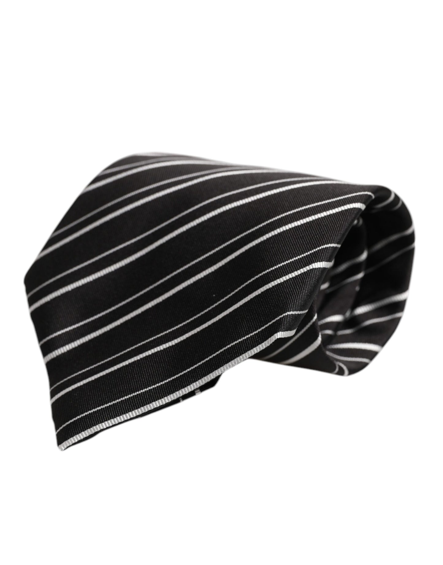 Dolce & Gabbana Black White Stripes Silk Adjustable Necktie Tie