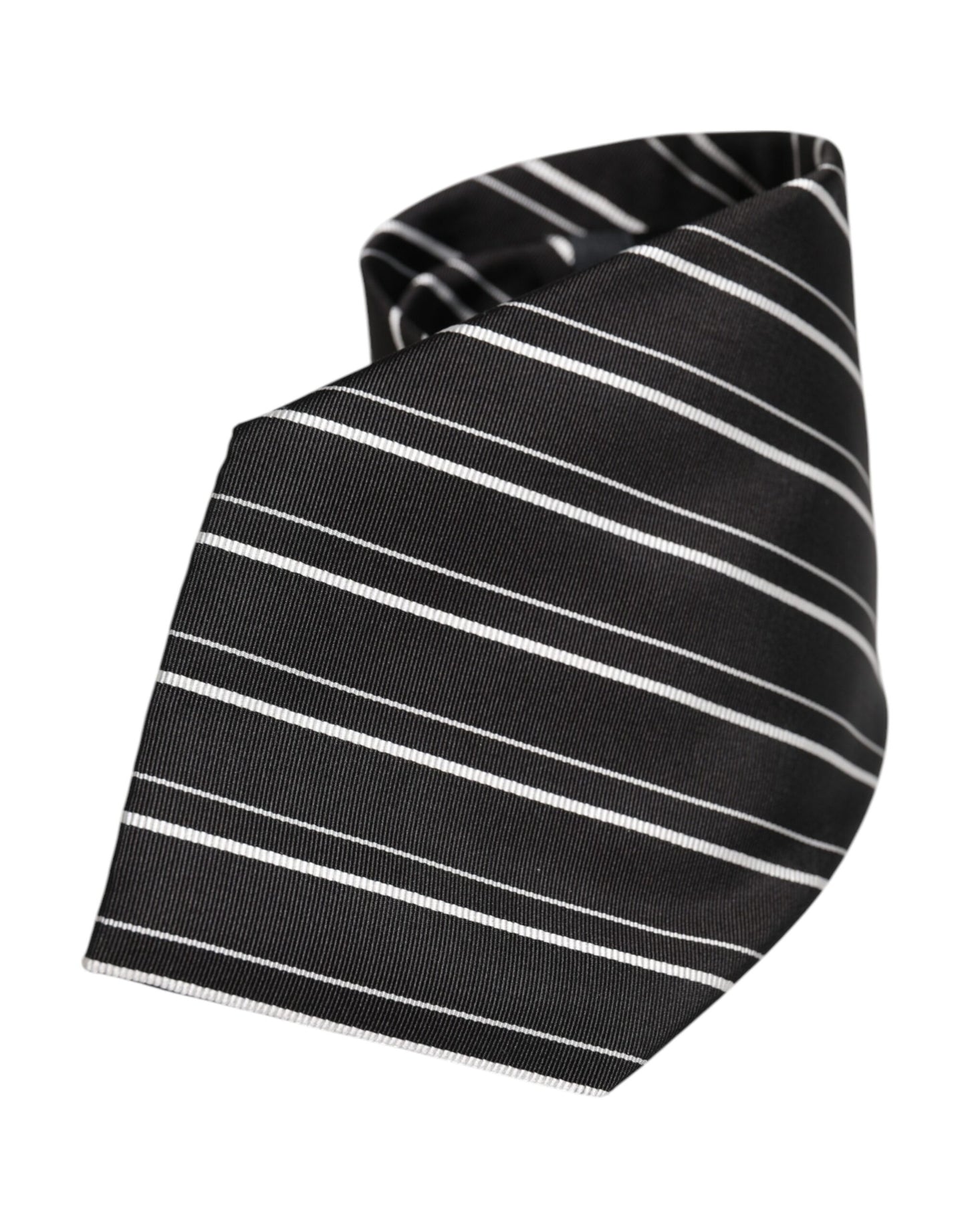 Dolce & Gabbana Black White Stripes Silk Adjustable Necktie Tie