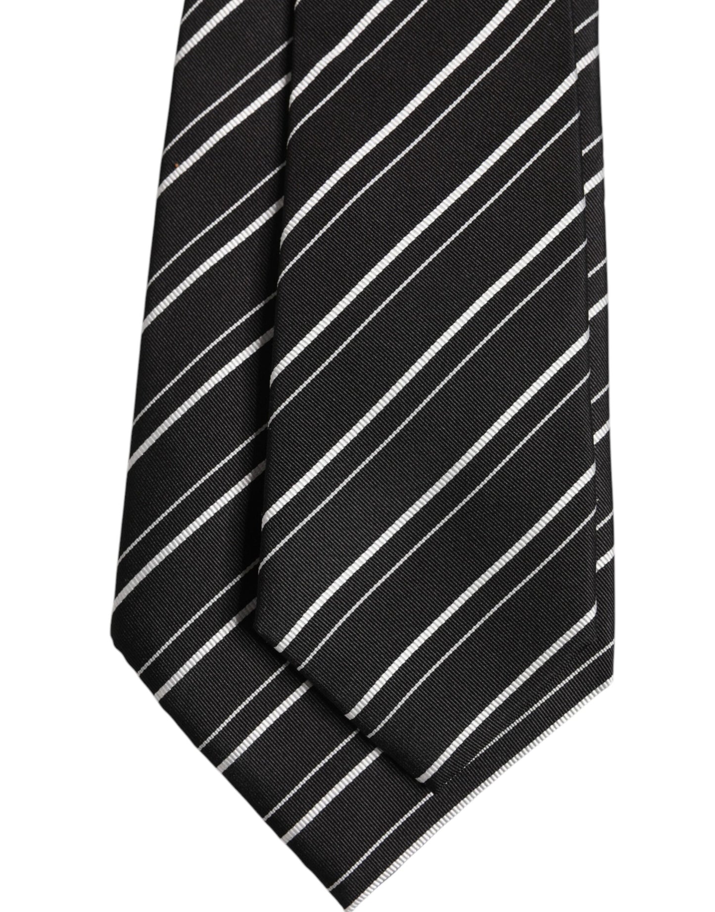 Dolce & Gabbana Black White Stripes Silk Adjustable Necktie Tie