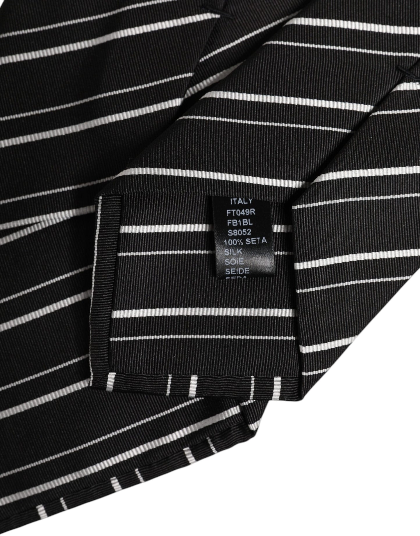 Dolce & Gabbana Black White Stripes Silk Adjustable Necktie Tie