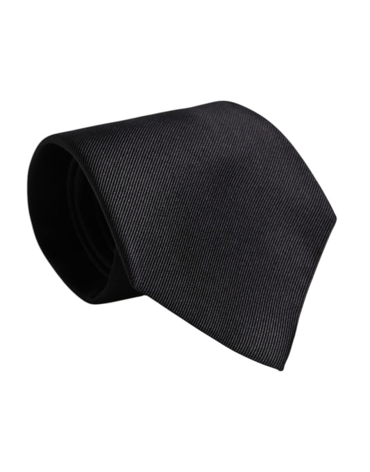 Dolce & Gabbana Black Solid Silk Adjustable Necktie Tie