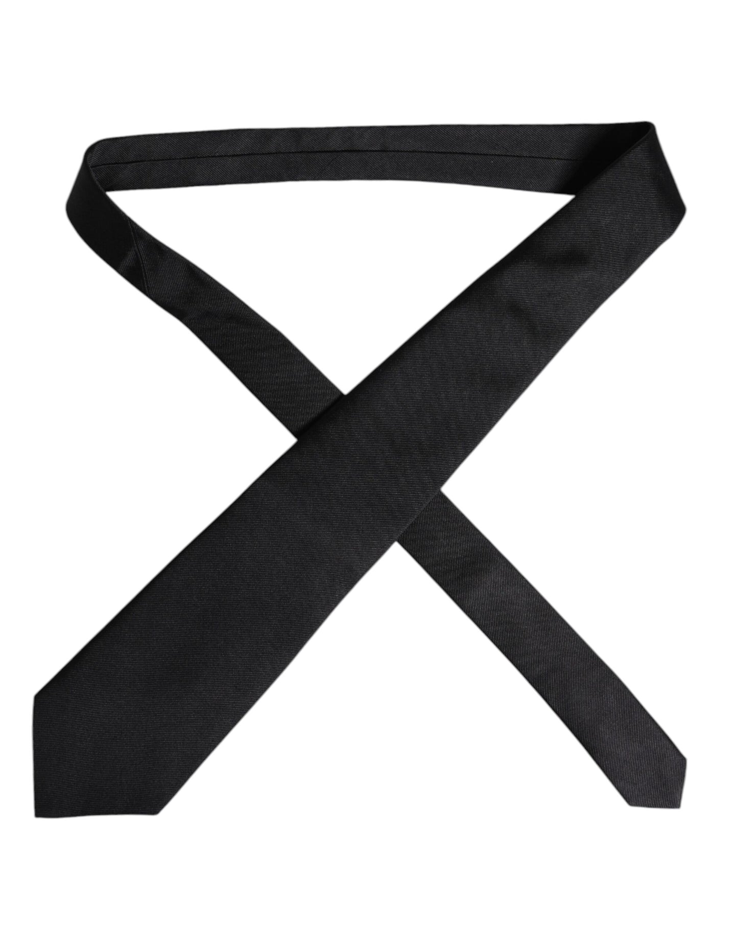 Dolce & Gabbana Black Solid Silk Adjustable Necktie Tie