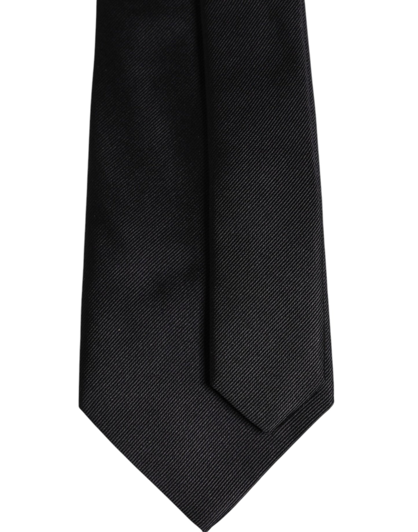 Dolce & Gabbana Black Solid Silk Adjustable Necktie Tie