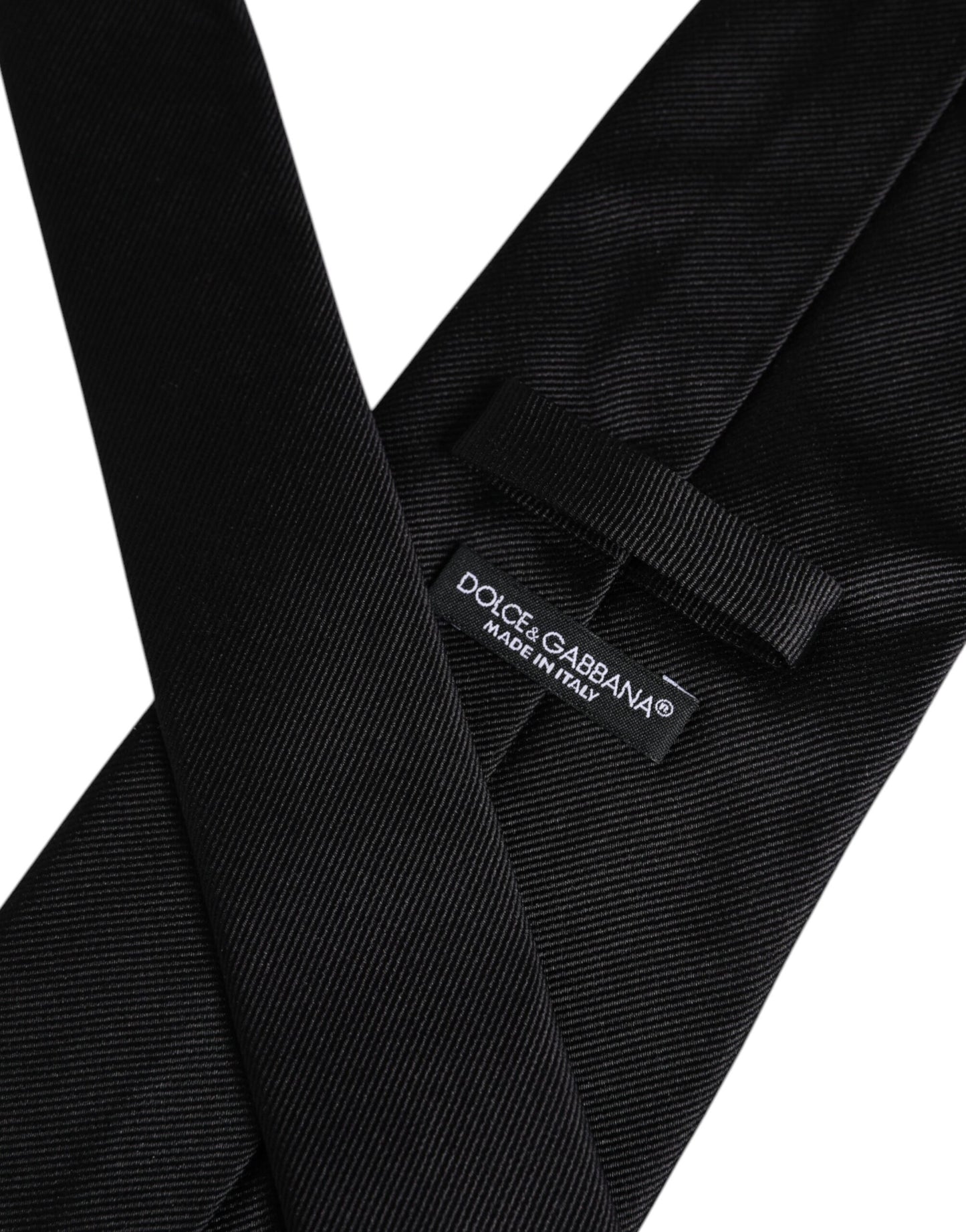 Dolce & Gabbana Black Solid Silk Adjustable Necktie Tie