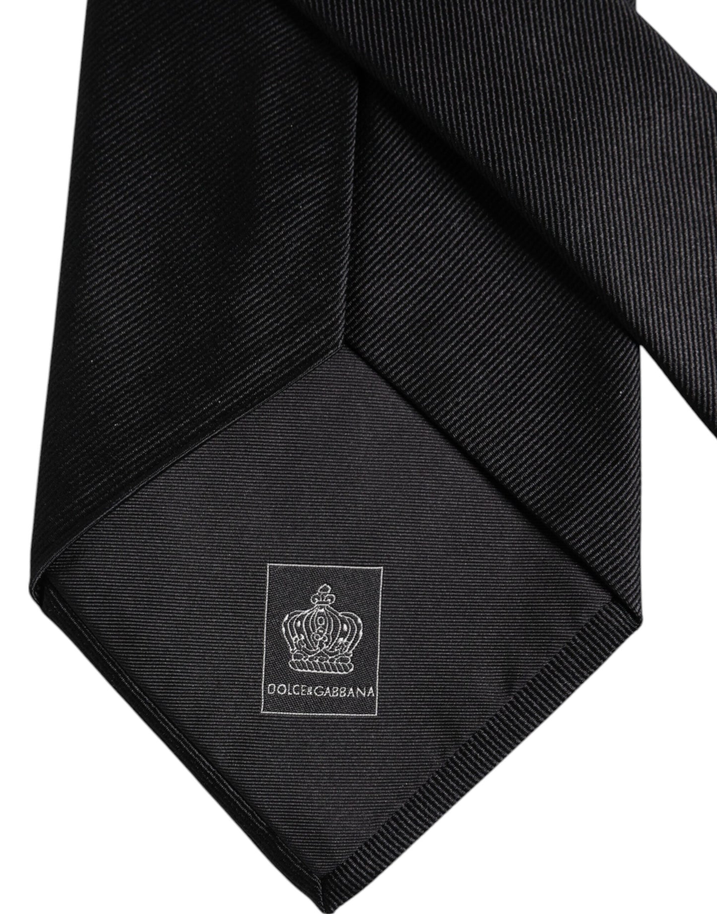 Dolce & Gabbana Black Solid Silk Adjustable Necktie Tie