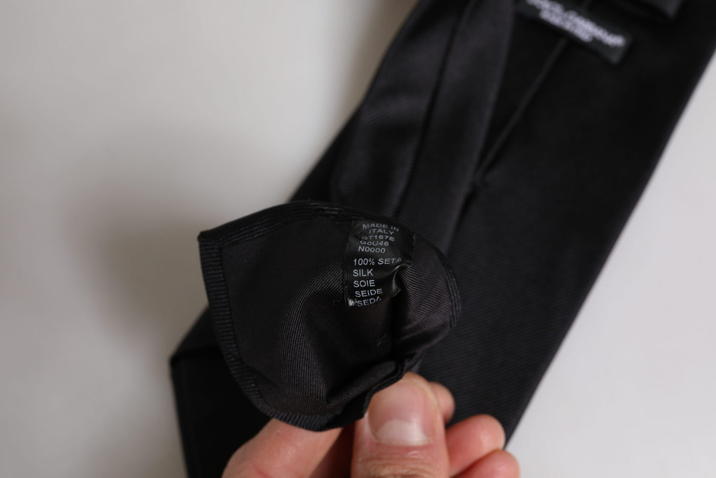 Dolce & Gabbana Black Solid Silk Adjustable Necktie Tie