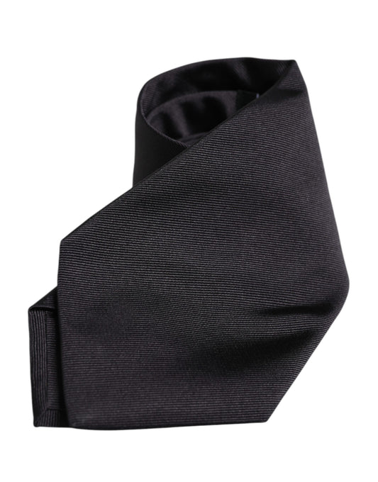 Dolce & Gabbana Black Solid Silk Adjustable Necktie Tie