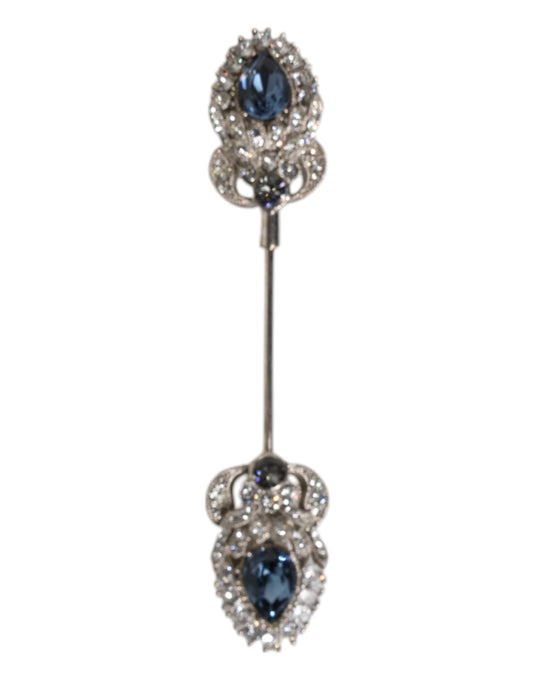 Dolce & Gabbana 925 Sterling Silver Crystals Collar Brooch Accessory Pin