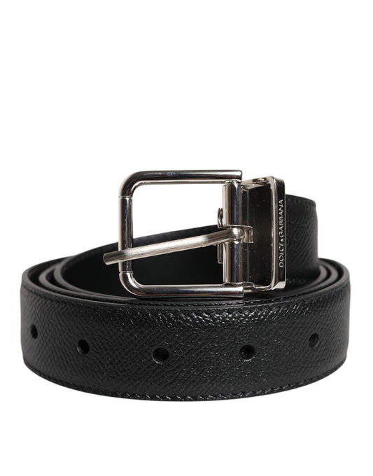 Dolce & Gabbana Black Leather Metal Buckle Classic Belt