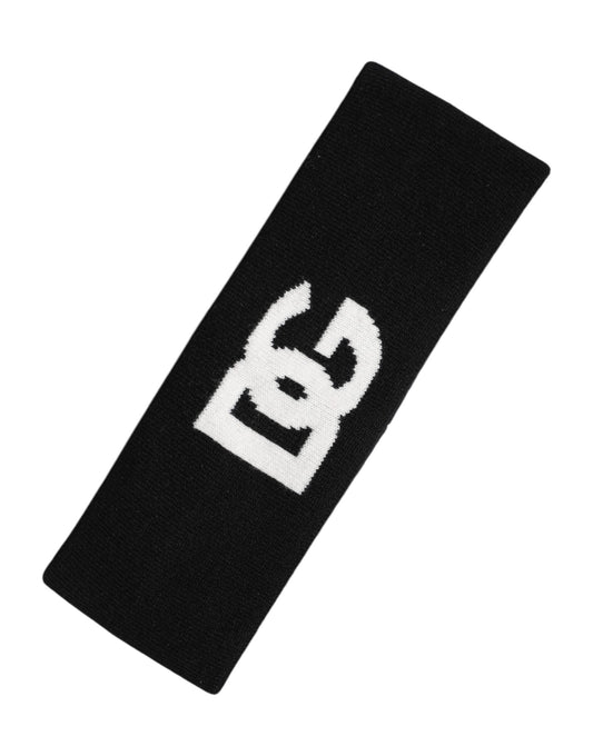 Dolce & Gabbana Black White DG Cashmere Knitted Headband Hat